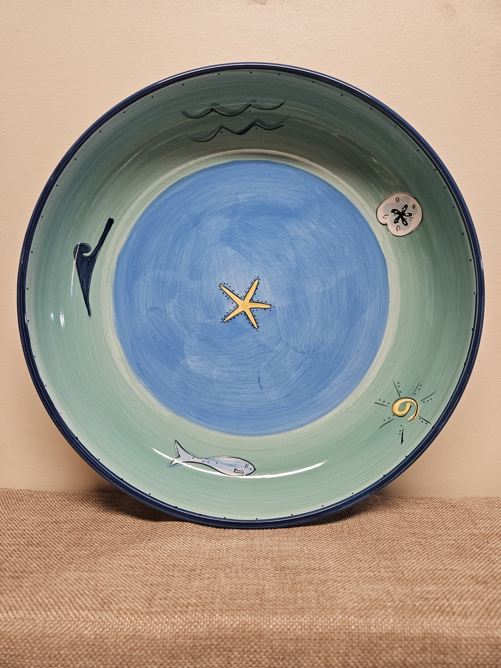 Large Sea Life Ceramic Pasta Serving Bowl